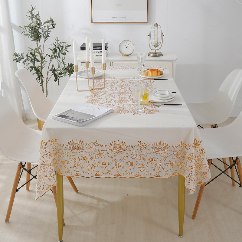 Rectangular pvc tablecloth waterproof oil and anti-stamping and oval tablemat tea couple covered round table cloth