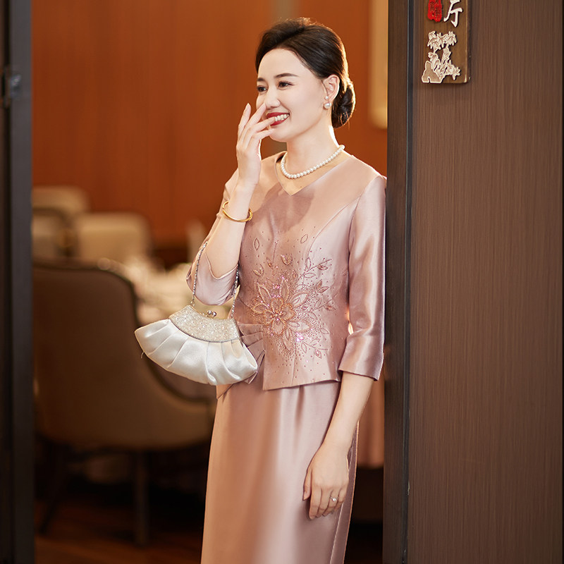 Temperament Young Mother Wedding Gown Wedding Dress Noble Wedding Qipao High-end Bridal Mother-in-law Wedding Banquet Dress Normally Can Be Worn-Taobao