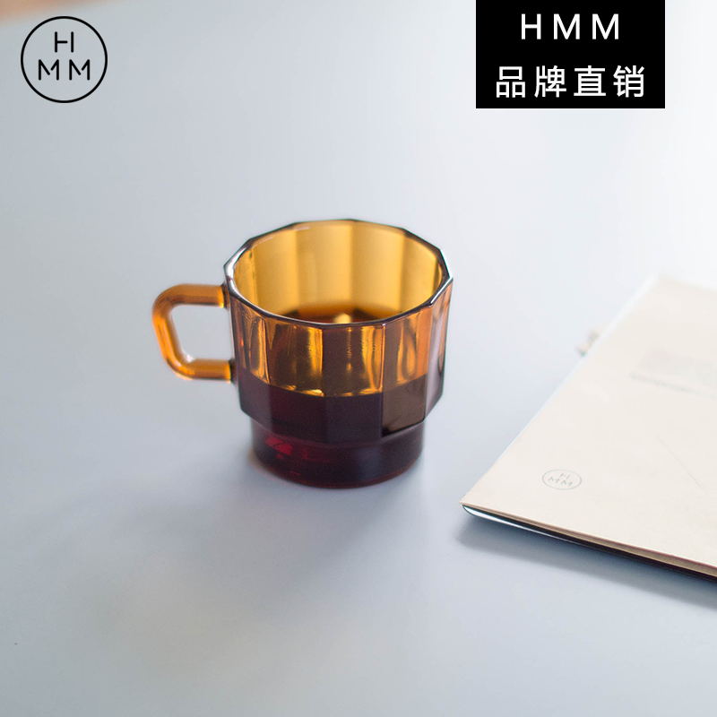 HMMWGlass glass teacup coffee cup with handle transparent heat-resistant round color high-end high-end household - Taobao