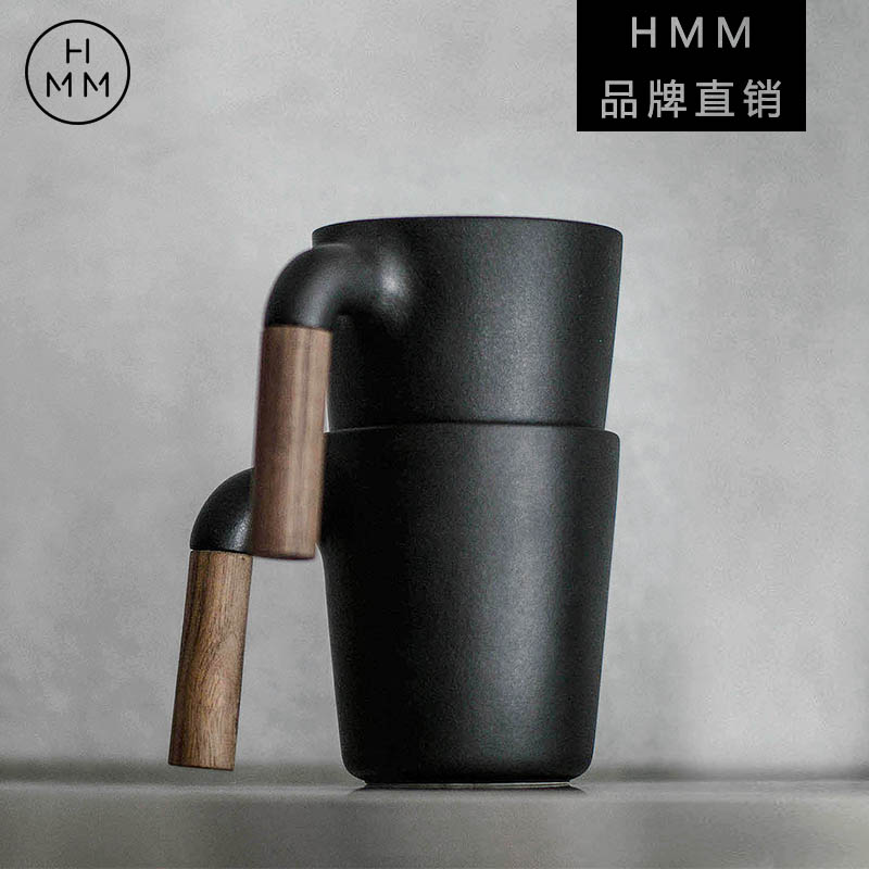 Taiwan HMMMugr coffee cup ceramic wooden handle cup home office mug elite lawyer Jin Dong same style