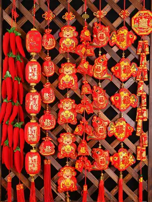 2020 Year of the Rat Hanging New Year's Day Decoration Red Pepper String Spring Festival New Year Shopping Mall Arrange Indoor Firecrackers Pendant
