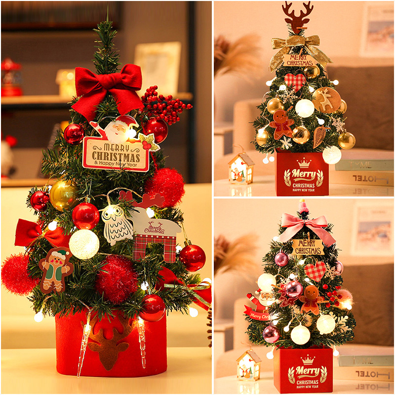 Mini Christmas Trees Ins Wind Shine Home Diy Package Desktop Small Pendulum Pieces Christmas Decorations 2023 New-Taobao