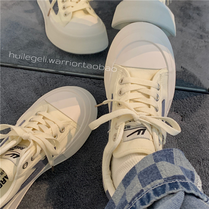 Huli women's shoes 2023 new big shoes female students hundred and thick shoes small original white shoes female spring autumn