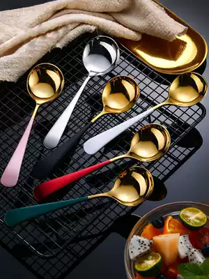 Net red watermelon spoon household 304 stainless steel children eat spoon creative cute high grade drink spoon spoon