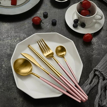 Nordic soup spoon home Korean long handle creative cute Net Red Western tableware three-piece set steak knife and fork chopsticks