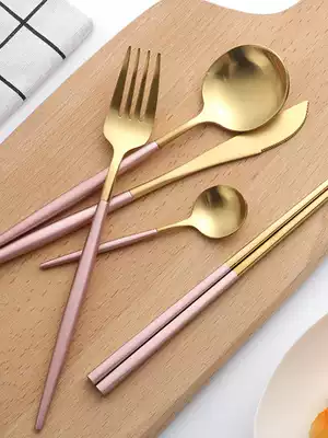 Portuguese spoon European tableware three-piece set meal spoon Dessert spoon Cute chopstick set Western tableware spoon