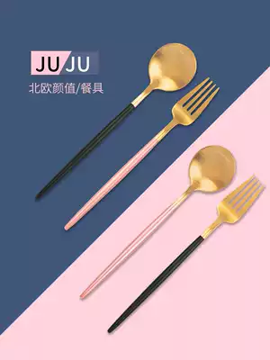 Tableware spoon Fork set cute creative spoon Fork chopsticks household 304 stainless steel Western food spoon set 4