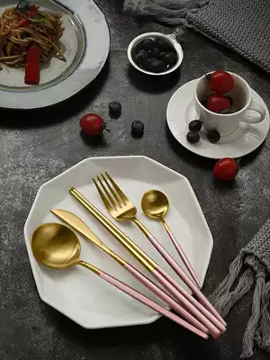 Nordic soup spoon home Korean long handle creative cute Net Red Western tableware three-piece set steak knife and fork chopsticks