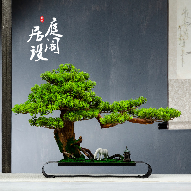 Rsemnia Xuanguan Soft fashion house Ornament Pendulum with Chinese Greeting Guest Pine Pendulum and Landscape Fake Mountain Bonsai Zen