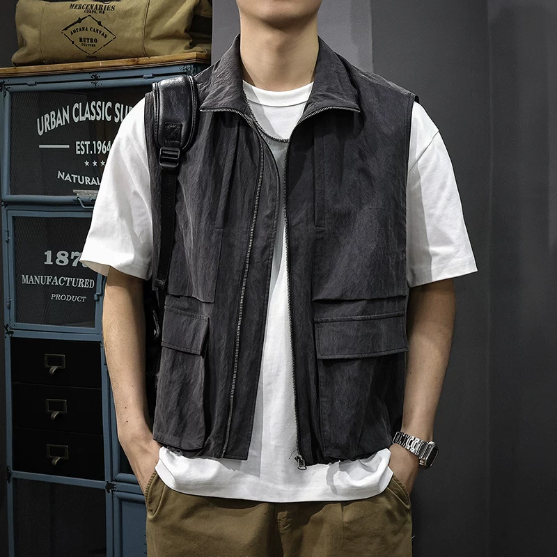 Retro spring thin vest for leisure, jacket, American style