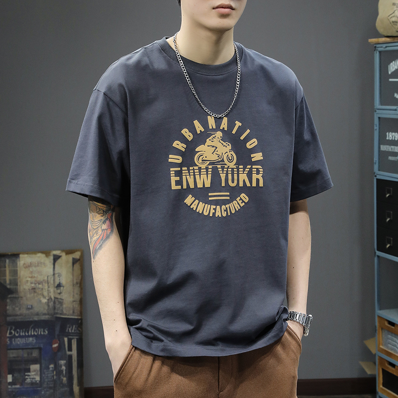 夏の新作厚手コットンTシャツメンズ2025大きいサイズゆったりトップス半袖半袖イントレンドメンズTシャツ