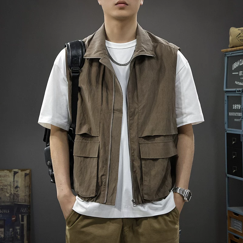 Retro spring thin vest for leisure, jacket, American style