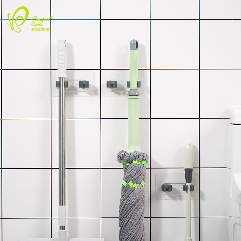 Punch-free mop holder Mop Clip Powerful Hook Sweep grip holder Buckle Bearing without scar Makeup Room Wall-mounted Rack Slime