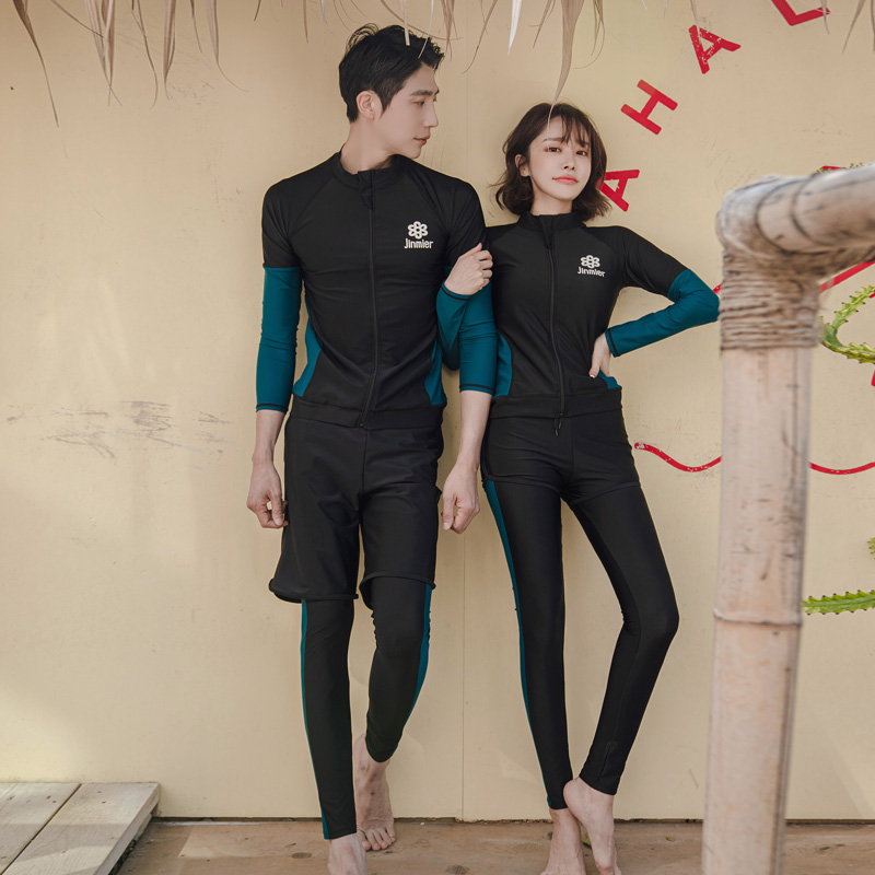 Couples diving suit sunscreen split swimsuit jellyfish coat snorkeling suit long sleeves long pants quick dry surf suit men and women