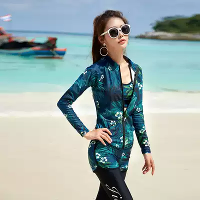 Diving suit female jellyfish wetsuit sunscreen quick-drying zipper snorkeling long sleeve two-piece surf one-piece top swimsuit swimsuit