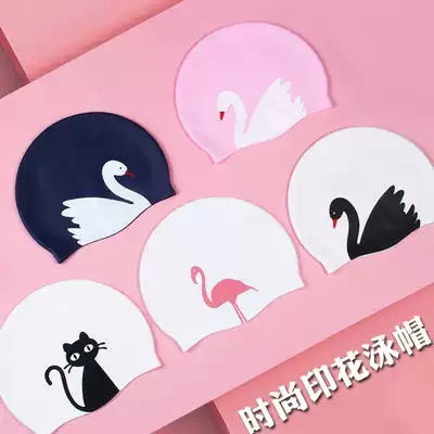 Silicone swimming cap for men's and women's long hair comfortable professional large non-stop stretch fit elegant double-sided pattern 2019