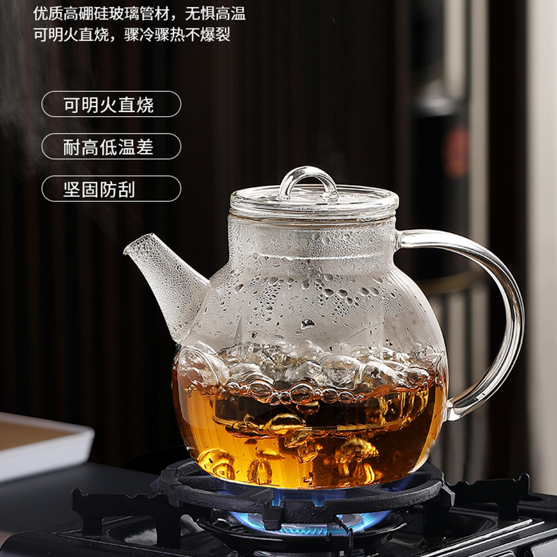 Glass Burning Water Pot Black Crystal Furnace Cooking Teapot High Temperature Resistant Thickened Large Capacity Double Liner White Tea Special Cooking Teapot