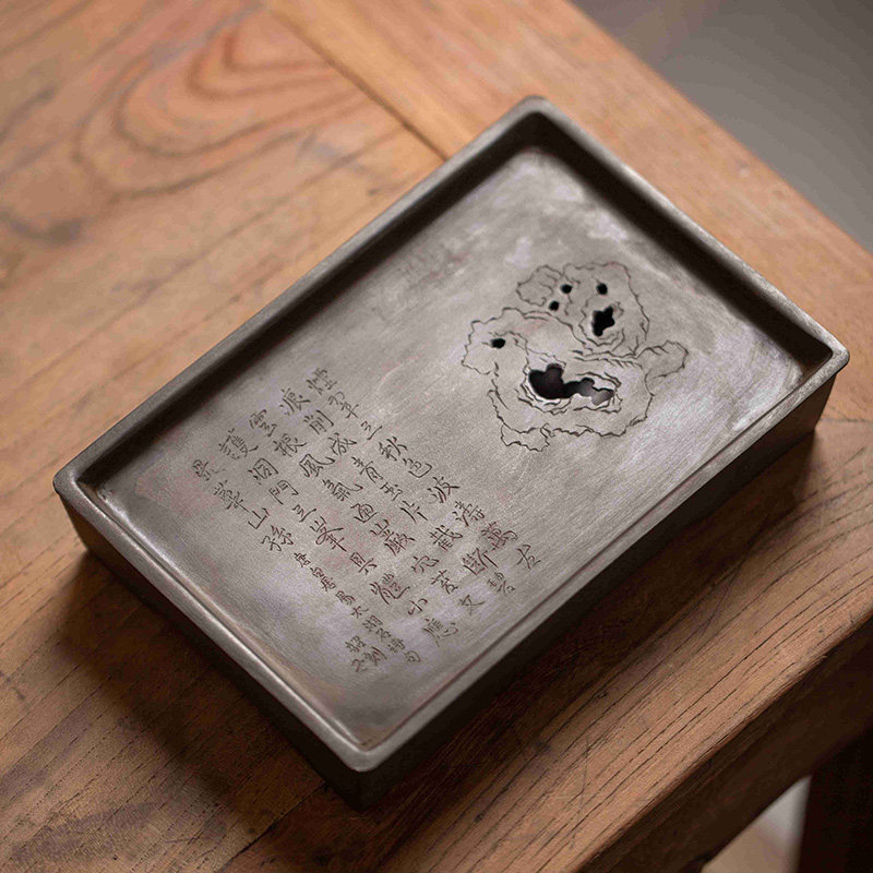 Dry Lush made pure tin Poetry Lake Taihu Kettle Bearing Day Style Tea Tray Tea Boat Tea Boat Retro Air-dry Bubble Pan Chinese