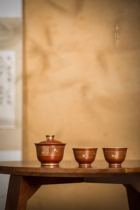 (Huantang) Jingdezhen Ceramics Tea Ware Sets Red Gold Flowers Green Porcelain Sketching Gold Hand-painted Ice Megha Bowl Tea Cup