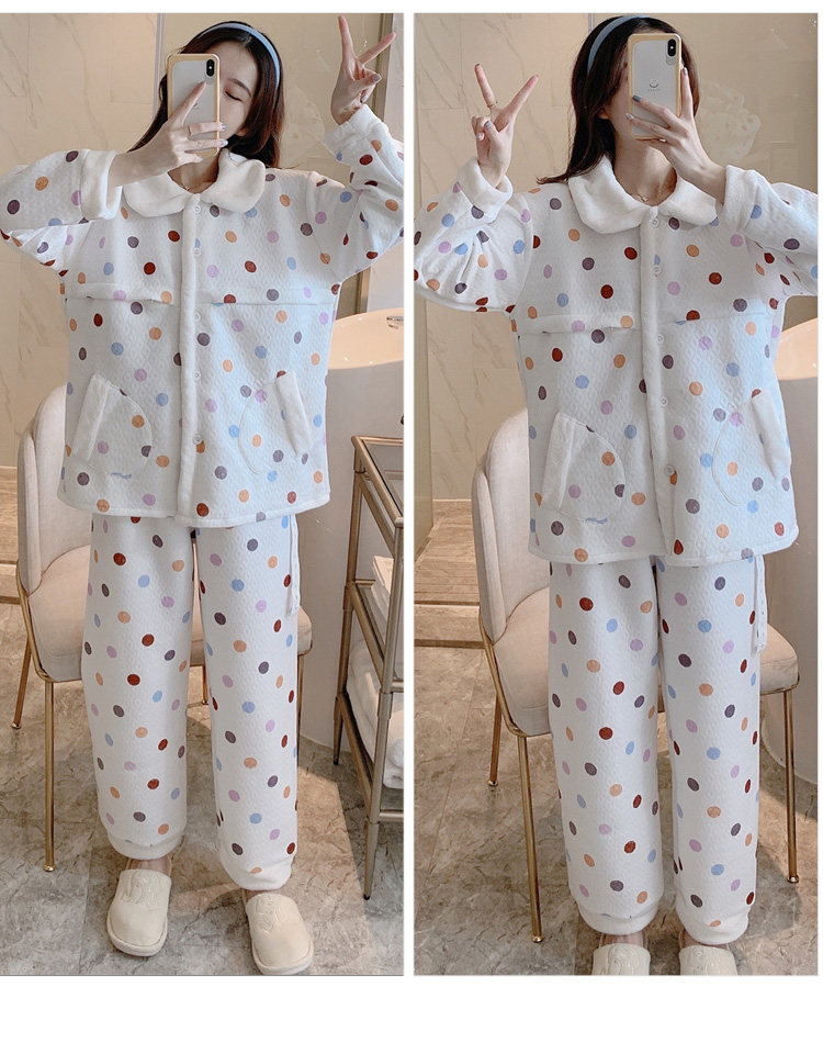 月子服孕妇睡衣春秋夹棉哺乳喂奶怀孕期冬纯棉保暖住出院家居服详情51