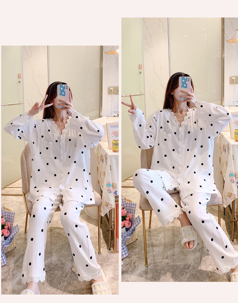 月子服春秋冬季纯棉纱布薄款夏天12月份1产后2哺乳怀孕期孕妇睡衣详情11