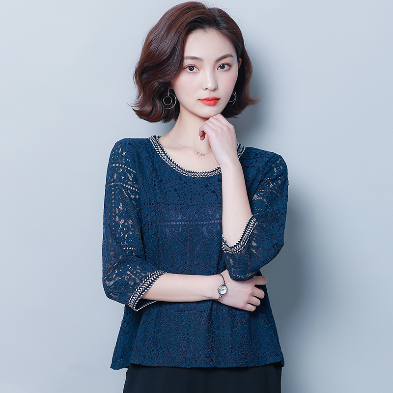 Snowspun Shirt Women's Dress 2022 New Spring Charred Lace Accessories Broadlegged Pants Small Shirts Tummy Blouse Foreign Pie Foreign Short Sleeves
