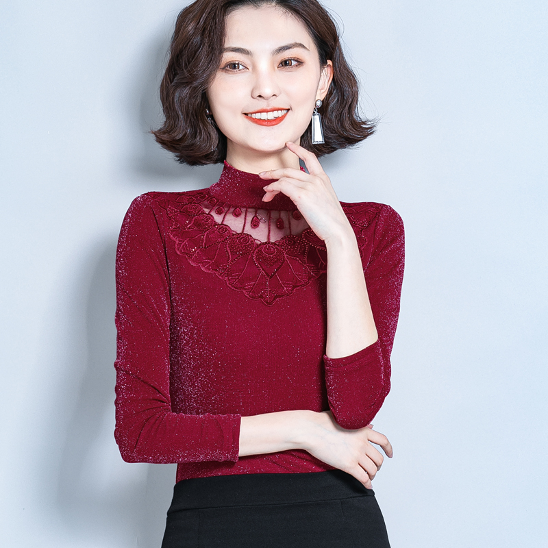 Lace Undershirt Woman Earth 2022 New Foreign Pie Plus Thicken Cardiff Moms Veil for the Spring and Autumn 100 lap