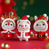 Christmas little fox New Years doll gift rabbit wool felt poke photo frame painting diy handmade material package