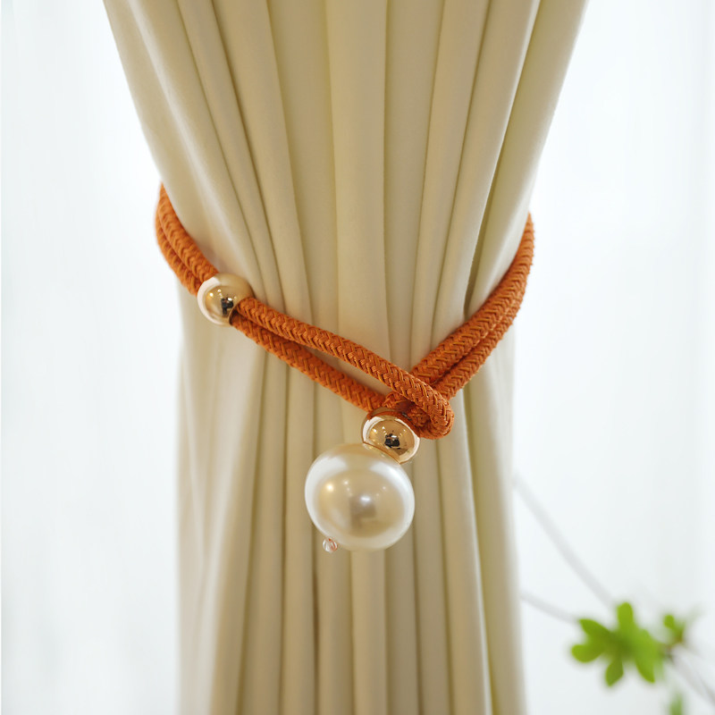 Pair of dress Creative Decorative Accessories Tie Ball Modern Minimalist Living-room Light Lavish Pearls Strap Curtains Tied Rope Hanging Ball