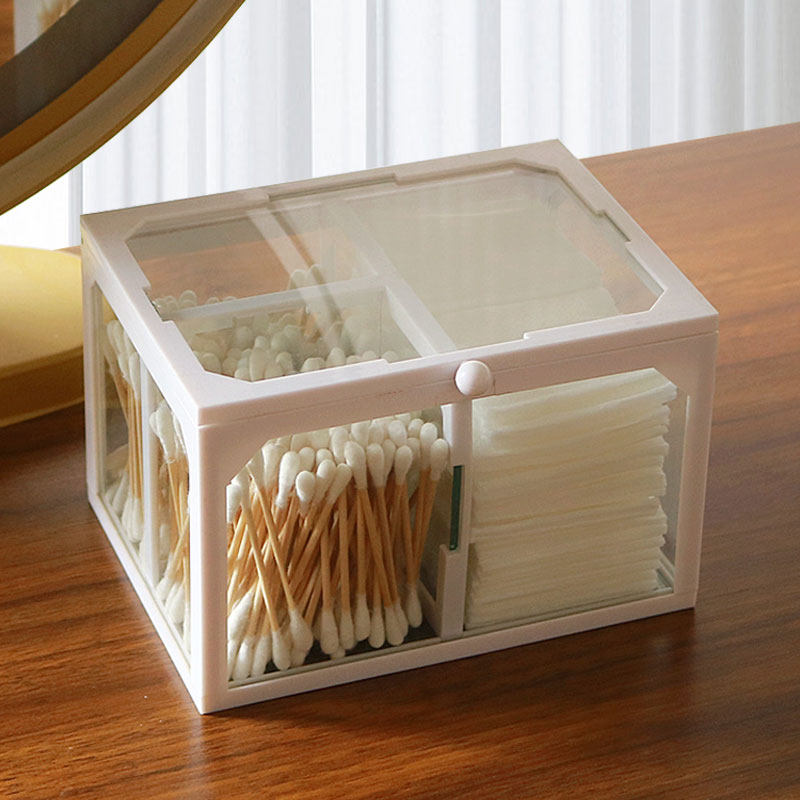 European-style glass wool stick storage box desktop dormitory transparent makeup cotton lipstick finishing dust-proof belt cover multi-function box