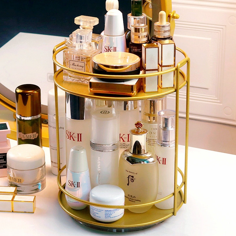 Nordic ins rotating cosmetic storage box desktop lipstick perfume skin care finishing rack bathroom powder room storage
