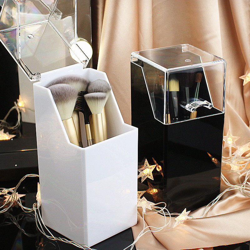 Desktop transparent makeup brush contains barrel washroom wash counter beauty brush contain box acrylic brush brush dust resistance