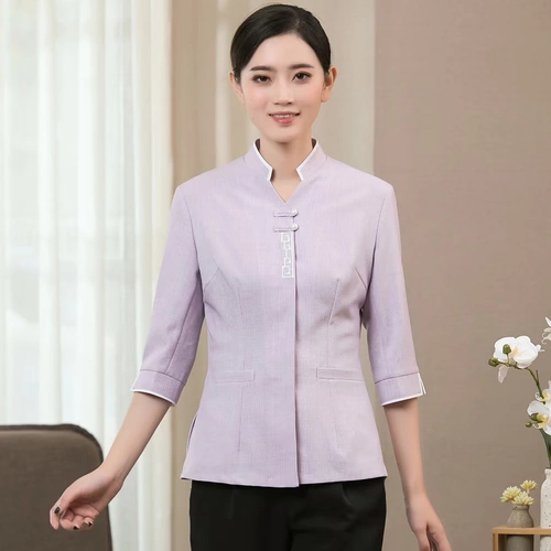 Очистка Star Hotel Очистка рабочего сервера Женский середина -наборы имущества наборы для чистки с коротким рукавом Сервер для очистки с коротким рукава