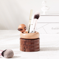 Duck pen holder creative walnut solid wood duck paintbrush makeup brush makeup brush storage tube office gift