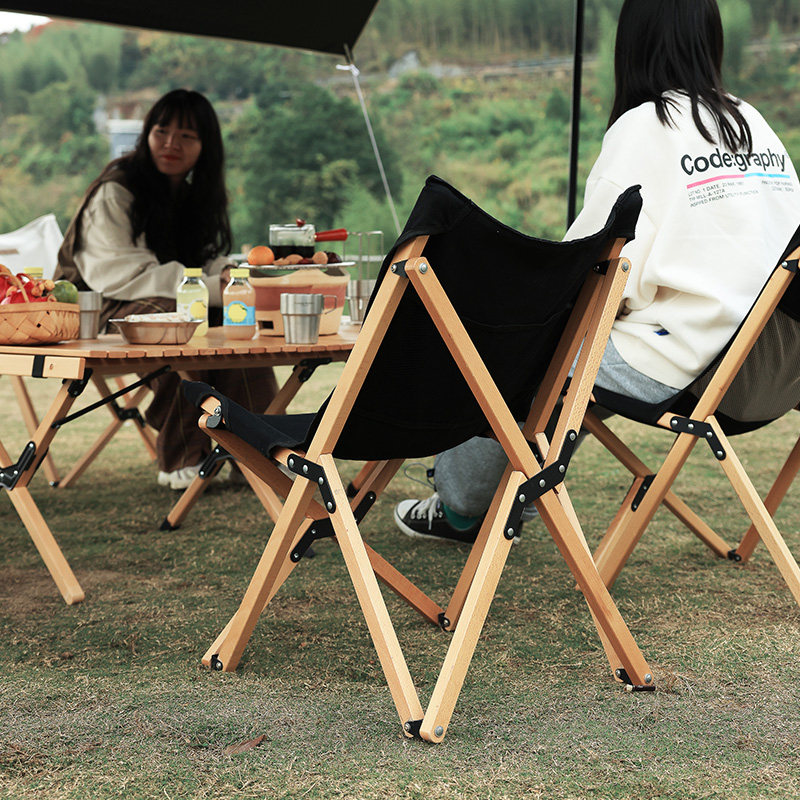 Fantasy Garden outdoor portable wood folding table and chair picnic camping stool casual courtyard backchair