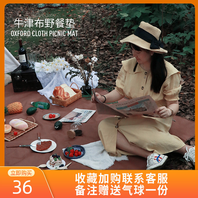 Solid color picnic mat moisture-proof mat outdoor portable waterproof picnic mat cloth pastoral Japanese style ins wind picnic supplies