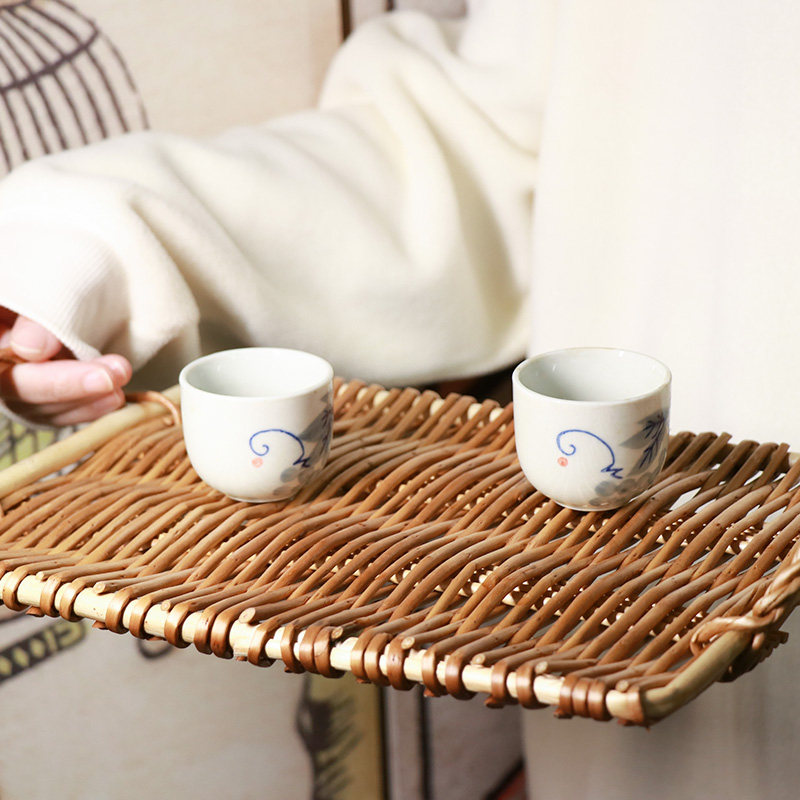 Willow rattan choreography double ear delux multifunction original water fruit pan bread steamed bread buns creative ins wind pastry dishes