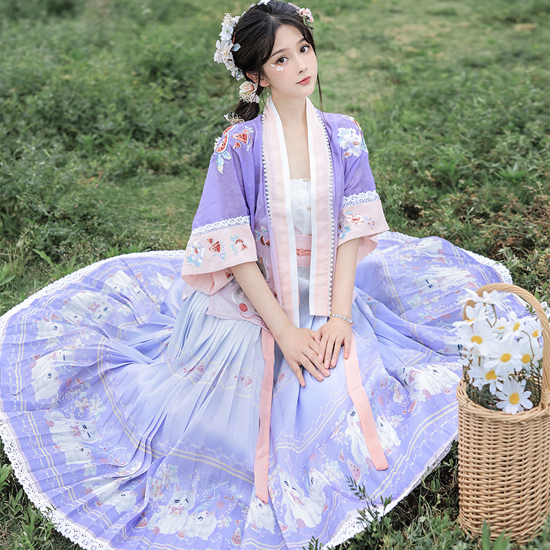 Yaochun melon-eating girl improved Hanfu female original Chinese style hundred-fold skirt summer Han element daily summer thin section