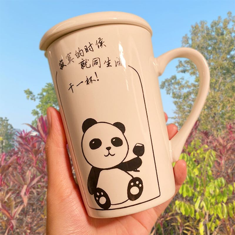 Christmas Mark Cup With Lid Spoon Creative Mug Ceramic Personality Trend Office Water Cup Nordic Ins Coffee Cup