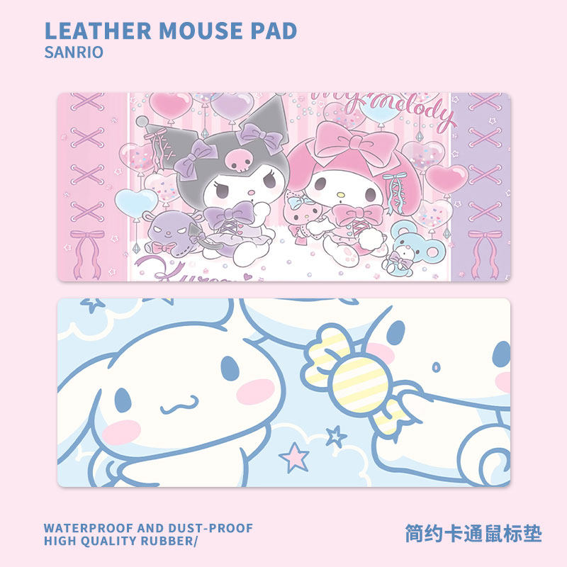 Cute cartoon oversized PU mouse pad girls cartoon cute ins wind oversized mouse table mat gaming pad computer pad student desk customizable leather pad simple waterproof pad desk pad desk pad