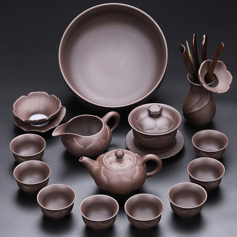 Purple Sand Tea Set Group Home Living Room Tea Tea Pot Kung Fu Tea Cup Ceramic Cover Bowl Office guests Gift Box Dress
