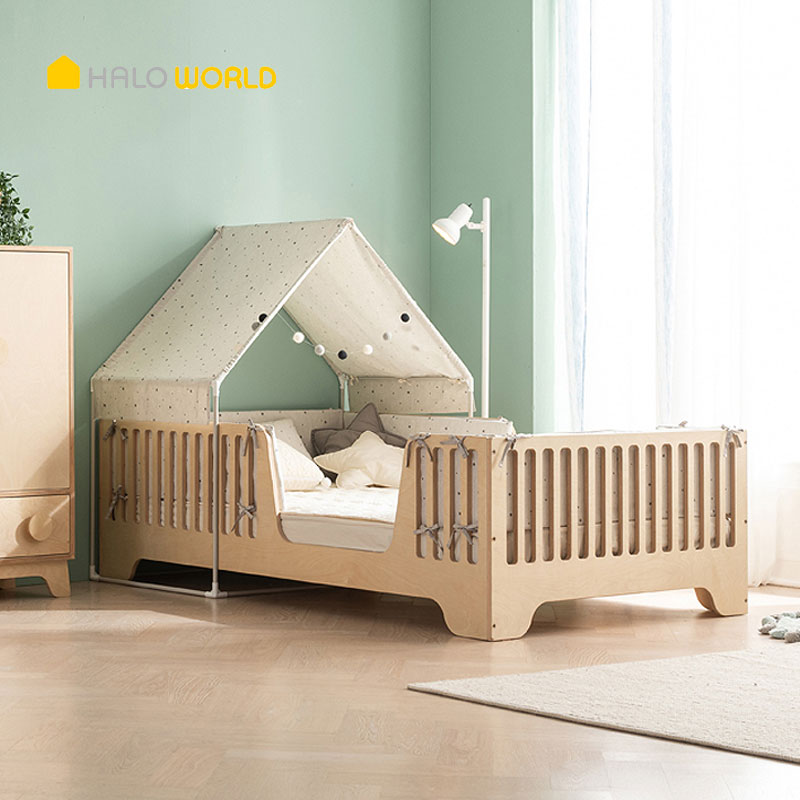 Solid wood children's bed Boy single bed Girl princess bed Simple modern splicing large bed with fence Yanbian small bed