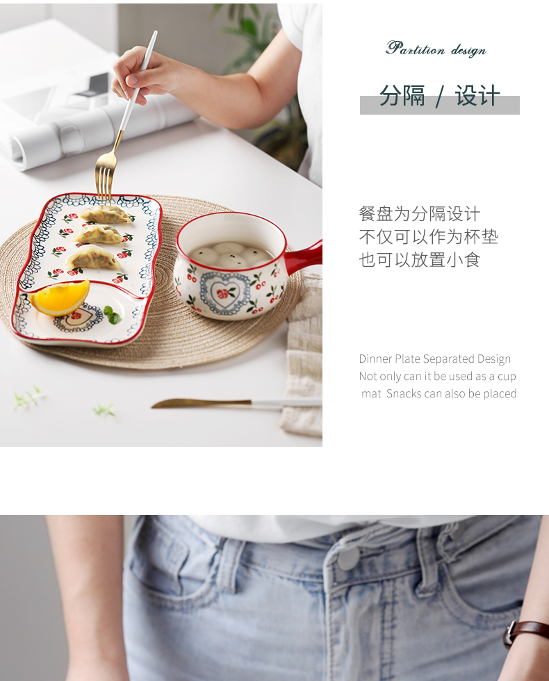 Web celebrity ins plate one bowl of food for breakfast individuality creative nice plate tableware ceramic tea set