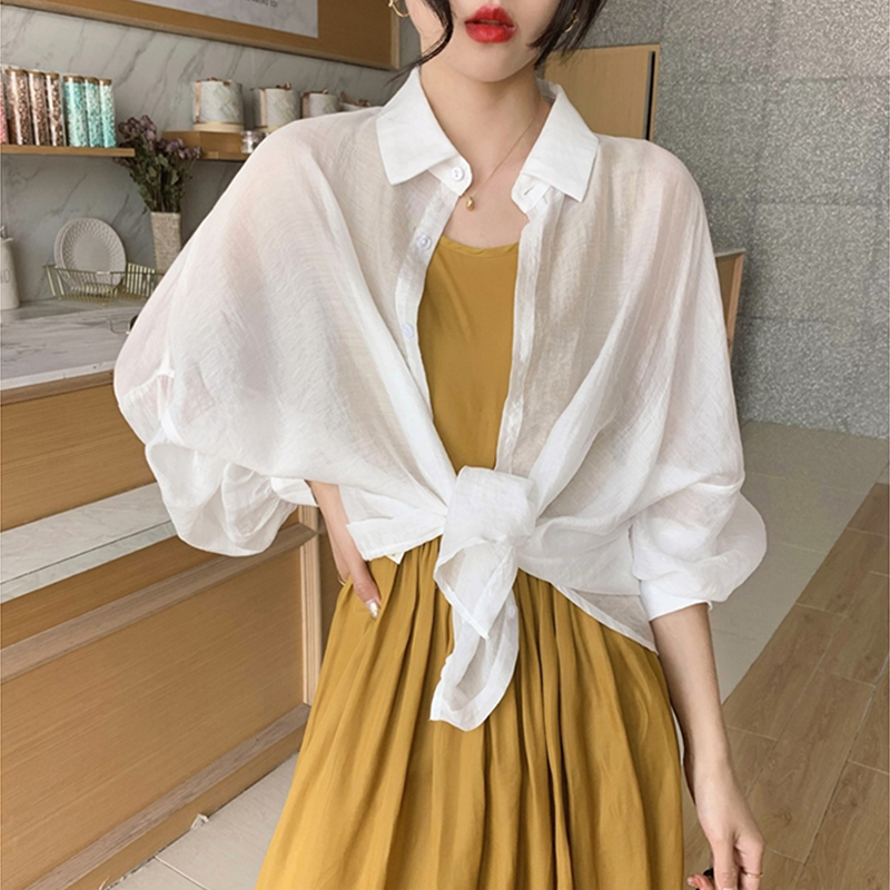 Shawl Summer Accessories Pendant With Skirt External Hitch Hooded Sweatshirt Sun-white Shirt Sunscreen Woman Slim Fit Long Sleeve Cardiovert Jacket
