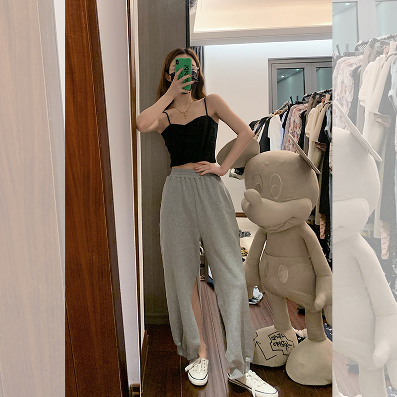 Beautiful back camisole female summer outer wear with chest pad inner bottoming one-piece bra short net red popular top trendy