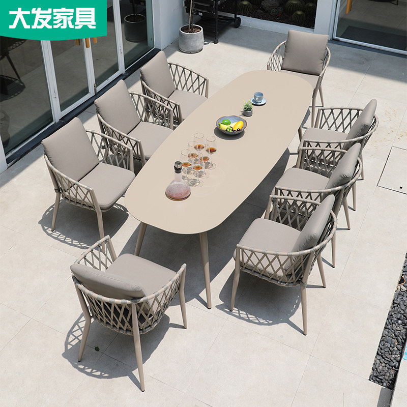 Outdoor table and chairs Nordic minimalist iron art Balcony Table And Chairs Outdoor Villa Courtyard Garden Terrace Rattan table and chairs Composition