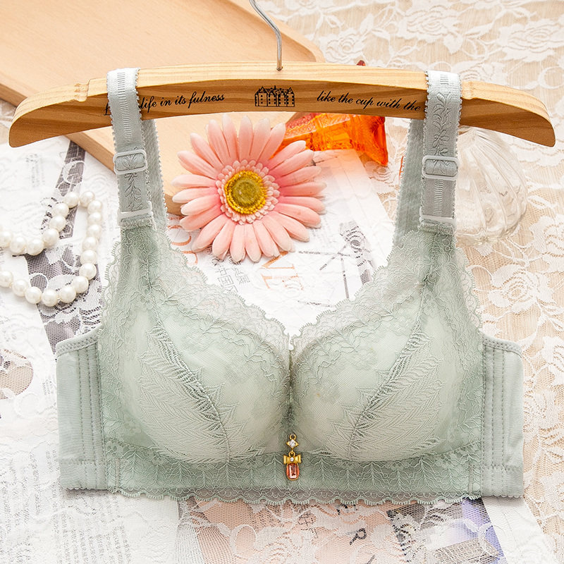 Baby cotton sexy lingerie gathered without steel rings small chest lace medium-thick bra closed breast thin bra upper bracket