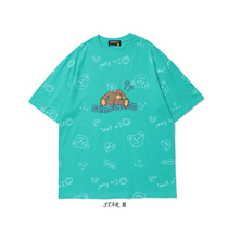 STAR Star libra headless bear issued a question mark Fun printing men and women ins Harajuku wind cotton wild tee tide