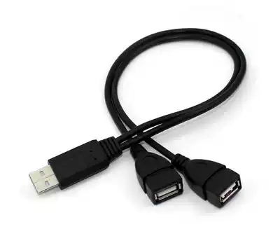 Car-mounted one-point two USB male-to-female line three-head double-female Data Cable One-Revolution two-female extension cord charging cable