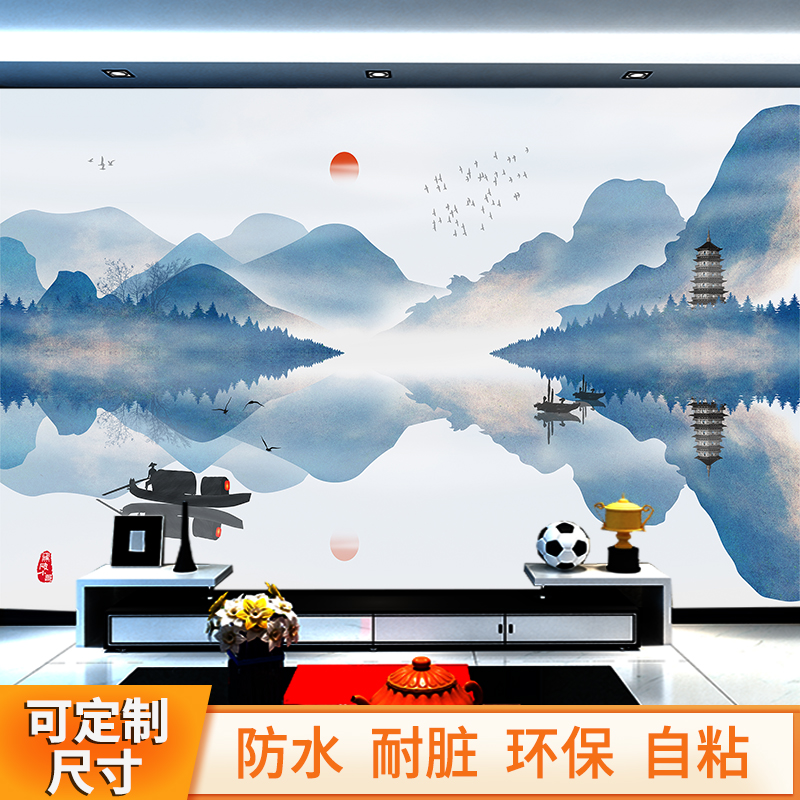 Self-adhesive landscape painting TV background wall sticker painting 3d stickup solid wall stickup decoration room wall surface Scenery Sticker
